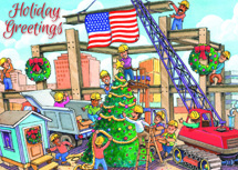 Christmas Crane Contractor & Builder Holiday Cards